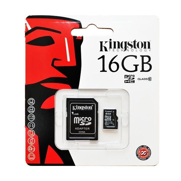 Scheda di memoria micro SD Kingston da 16 GB + adattatore SD, CLASSE 10