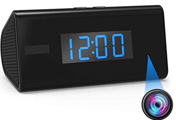Telecamera HD WiFi nella sveglia con visione notturna e rilevamento del movimento PIR
