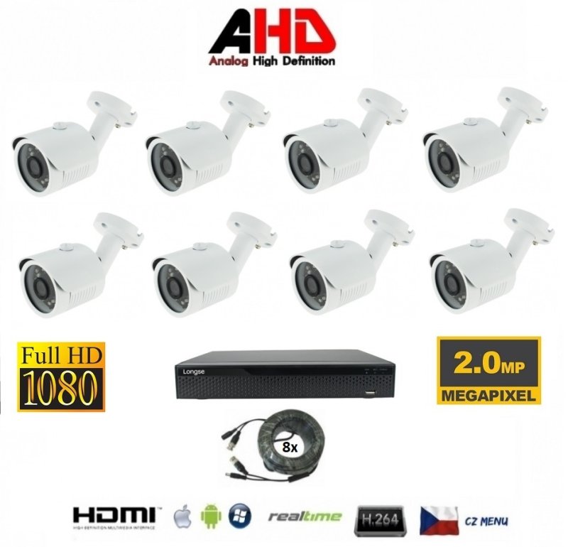 Set di telecamere a 8 canali 2Mpx 8AHD3