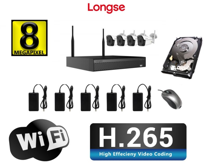Set di telecamere Wifi 4 telecamere IP 8Mpx IR 25M Longse