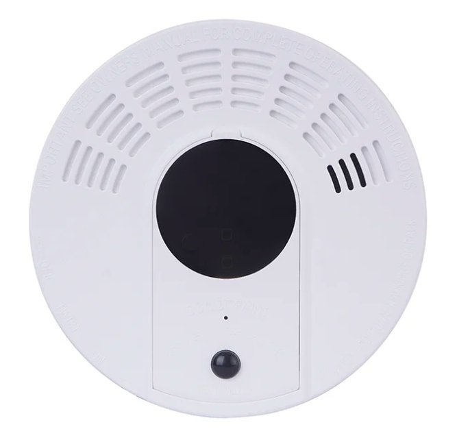 Telecamera Wi-Fi nascosta in un rilevatore di fumo con autonomia in standby fino a 1 anno