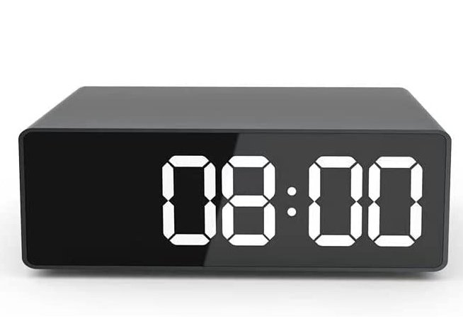 Telecamera HD Wi‑Fi in orologio digitale con visione notturna e rilevamento del movimento