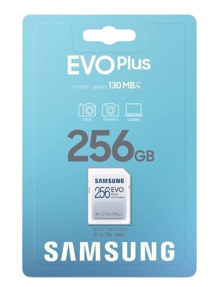 Scheda Micro SD Samsung EVO Plus 256GB con adattatore SD, Classe 10