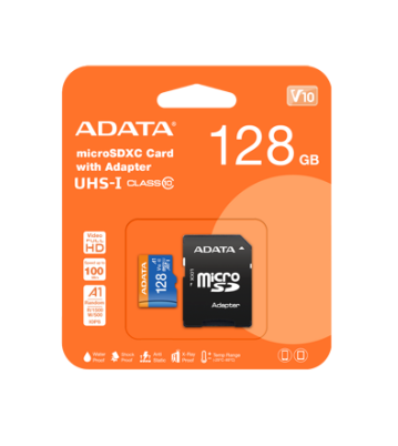 Scheda di memoria Micro SD ADATA 128GB con adattatore SD, Classe 10