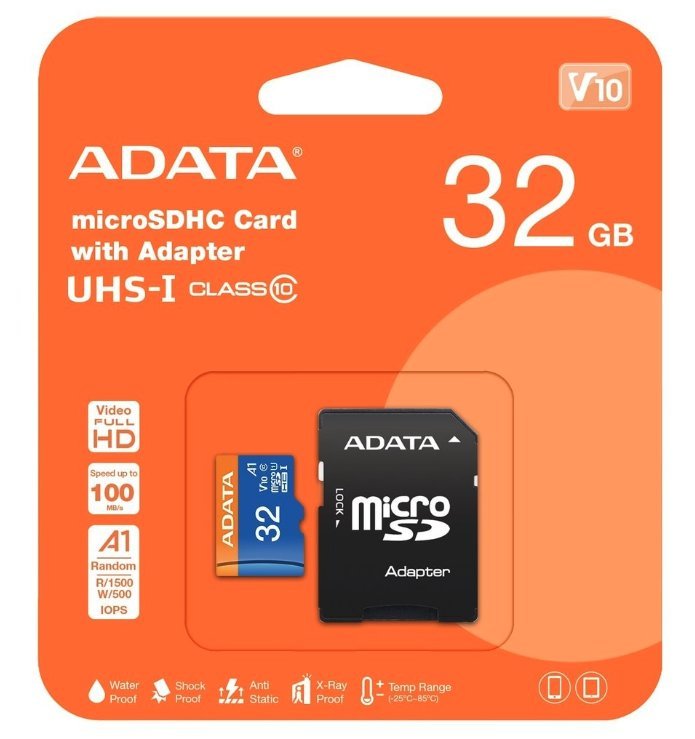 Scheda di memoria micro SD ADATA 32 GB + adattatore SD, CLASS 10