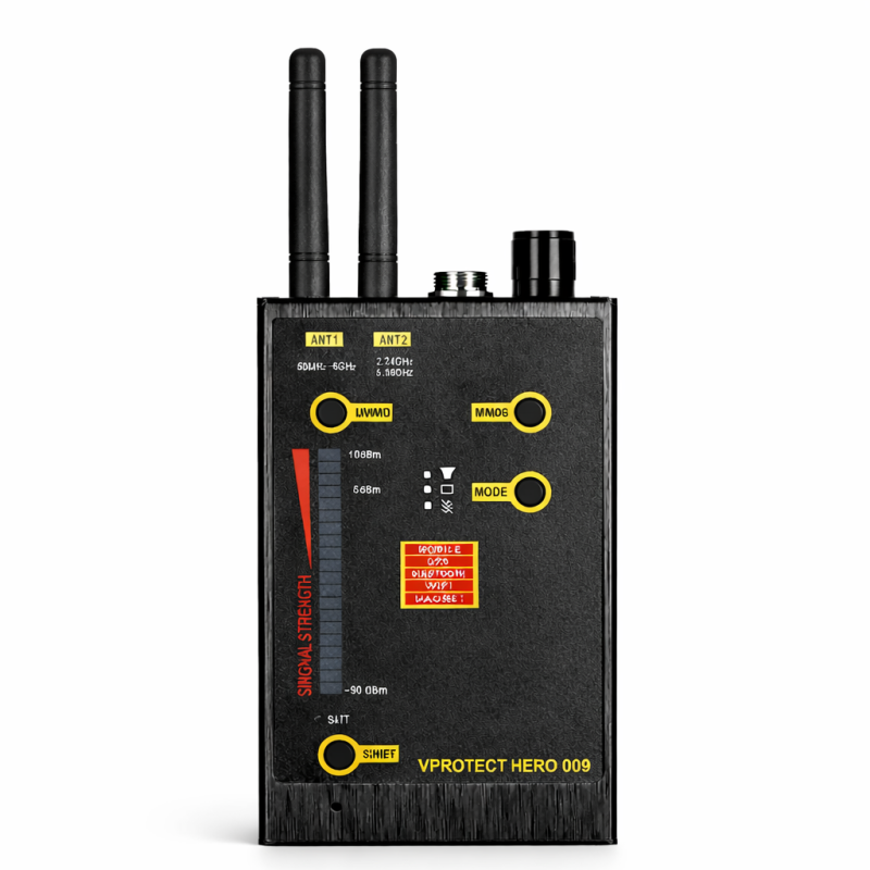 Rilevatore RF multifunzione di telecamere nascoste e microspie GSM VPro Hero 009