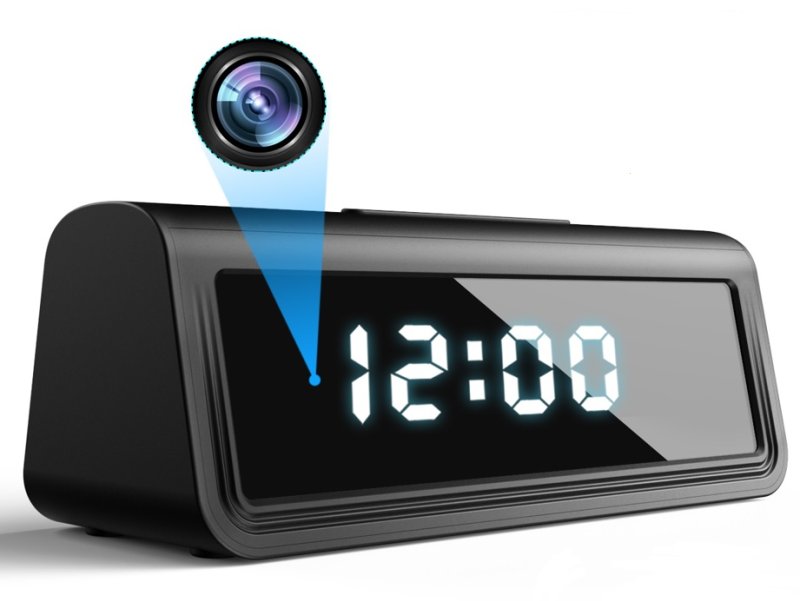 Orologio da tavolo con telecamera WiFi 4K, rilevamento movimento e visione notturna