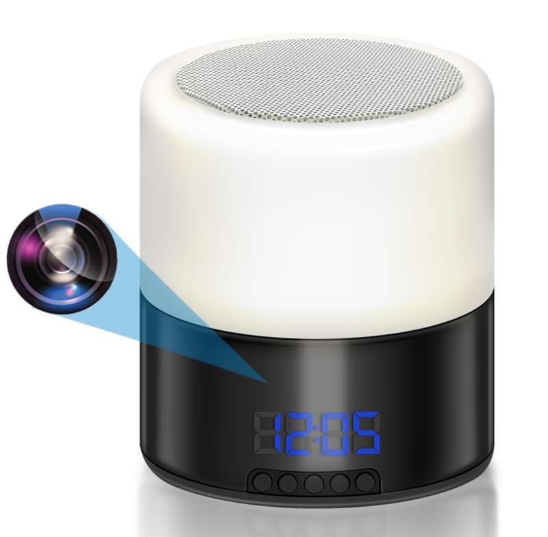 Telecamera Wi-Fi integrata in speaker Bluetooth con rilevamento movimento e visione notturna