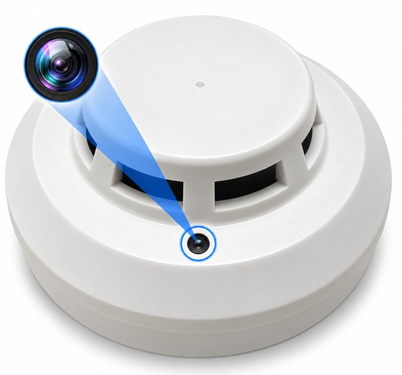 Telecamera WiFi in un finto rilevatore di fumo