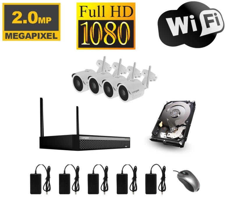 Set di telecamere WiFi con 4 telecamere IP WiFi Full HD