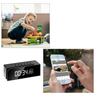 Telecamera Wi-Fi in orologio digitale con visione notturna e rilevamento del movimento IP035