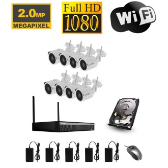 Set di telecamere WiFi con 8 telecamere WiFi IP Full HD