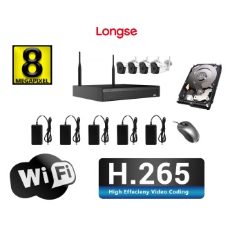 Set di telecamere Wifi 4 telecamere IP 8Mpx IR 25M Longse