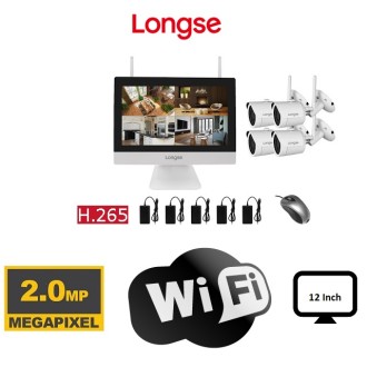 Set di telecamere Wifi con monitor LCD NVR WIFI3604M4SW200 e 4 telecamere IP 2mpx IR 25m
