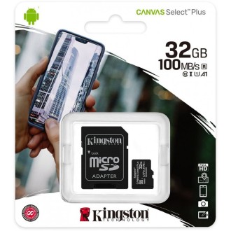 Scheda di memoria Micro SD Kingston da 32 GB + adattatore, Class 10