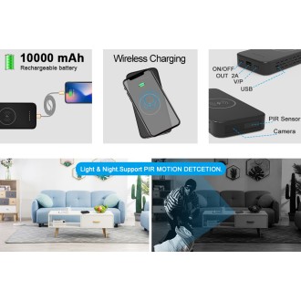 Telecamera DVR 2K integrata in power bank con rilevamento del movimento e visione notturna