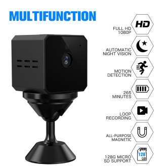 Mini telecamera 1080P con supporto magnetico, visione notturna e rilevamento del movimento
