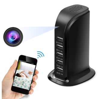 Stazione di ricarica USB con telecamera Wi-Fi nascosta