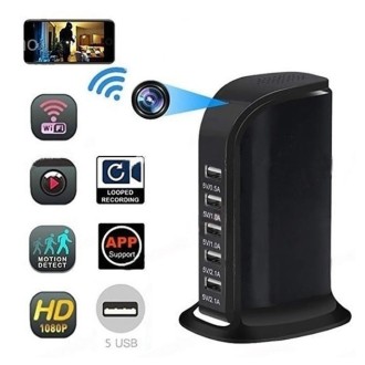 Stazione di ricarica USB con telecamera Wi-Fi nascosta