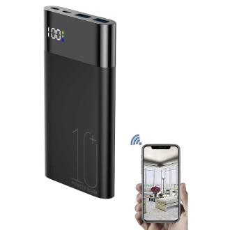 Telecamera Wi-Fi 4K HD integrata in powerbank C10 con visione notturna e rilevamento del movimento