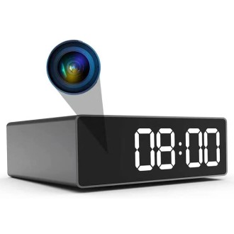 Telecamera HD Wi‑Fi in orologio digitale con visione notturna e rilevamento del movimento