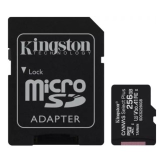Scheda di memoria Micro SD Kingston CANVAS Select Plus 256GB con adattatore SD, Classe 10