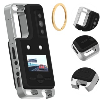 Mini telecamera portatile rotante da indossare con display LED, luce SOS e visione notturna