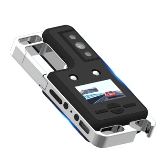 Mini telecamera portatile rotante da indossare con display LED, luce SOS e visione notturna