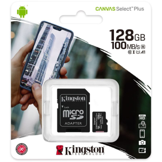 Scheda di memoria Micro SD Kingston 128GB con adattatore SD, Classe 10