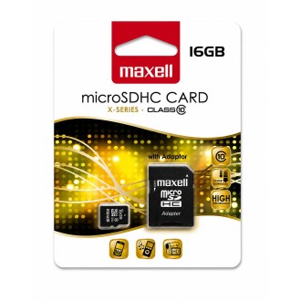 Scheda di memoria microSDHC Maxell X-SERIES da 16 GB con adattatore SD, Class 10