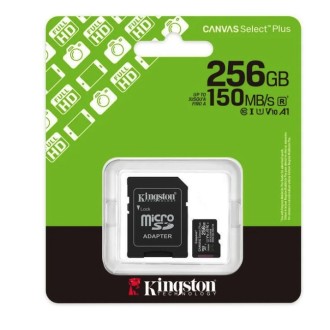 Scheda di memoria Micro SD Kingston CANVAS Select Plus 256GB con adattatore SD, Classe 10
