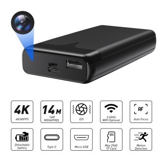 Telecamera 4K Ultra HD integrata in powerbank con rilevamento del movimento