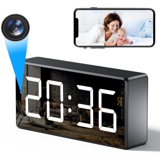 Telecamera 4K Wi-Fi in orologio digitale con visione notturna e rilevamento del movimento