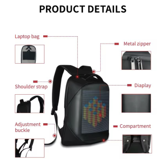 Zaino con schermo LCD - Smart WiFi, controllo tramite app