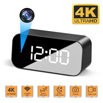 Orologio digitale con telecamera WiFi 4K, visione notturna e rilevamento del movimento
