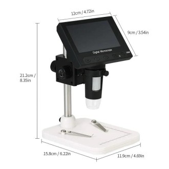 Microscopio digitale a LED con fotocamera e display da 4,3" con ingrandimento 50-1000×