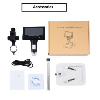Microscopio digitale a LED con fotocamera e display da 4,3" con ingrandimento 50-1000×