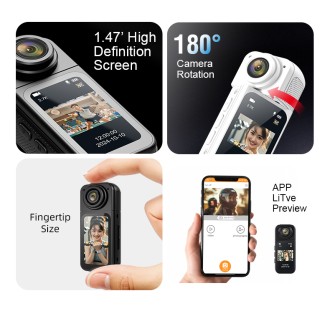 Mini telecamera 2,7K con obiettivo rotante e supporto magnetico EL-S70
