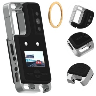 Mini telecamera portatile rotante da indossare con display LED, luce SOS e visione notturna