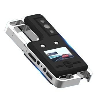 Mini telecamera portatile rotante da indossare con display LED, luce SOS e visione notturna