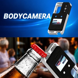 Mini telecamera portatile rotante da indossare con display LED, luce SOS e visione notturna