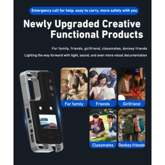 Mini telecamera portatile rotante da indossare con display LED, luce SOS e visione notturna