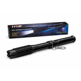 Storditore elettrico TW1118 con manganello e torcia LED per autodifesa professionale