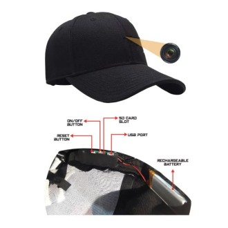 Cappellino con telecamera WiFi Full HD nascosta