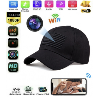 Cappellino con telecamera WiFi Full HD nascosta