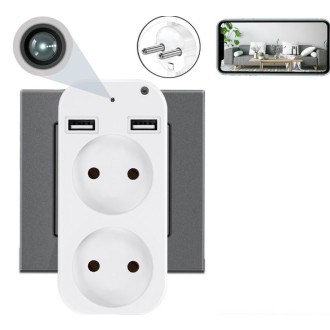 Telecamera WiFi nascosta in presa multipla con doppia porta USB