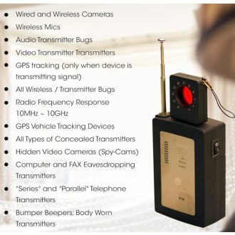 Rilevatore professionale di telecamere nascoste, GPS e microspie GSM DD802