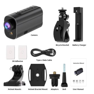 Telecamera per bicicletta Wi-Fi 5K sportiva con luce LED da 3W e stabilizzazione a 6 assi