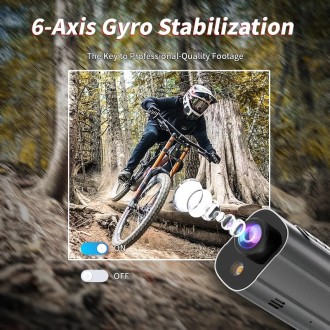 Telecamera per bicicletta Wi-Fi 5K sportiva con luce LED da 3W e stabilizzazione a 6 assi