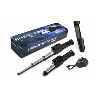 Storditore elettrico telescopico con sirena e torcia LED per autodifesa professionale